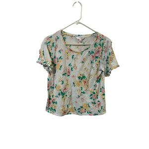 LC Lauren Conrad Size Small Floral‎ Short Sleeve Blouse Top